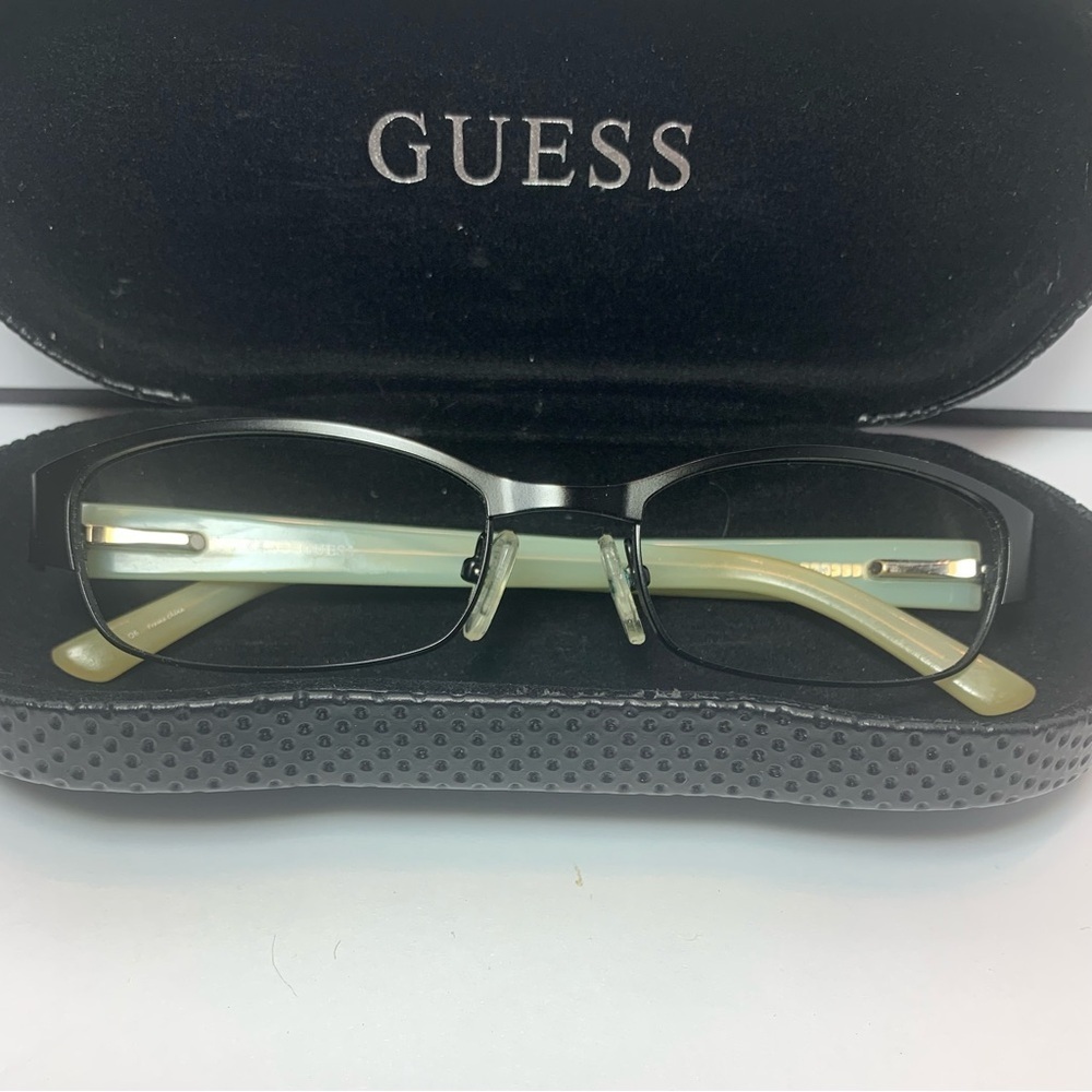 GUESS Full Rim Eyeglasses 52-18-135 Bronze Metal Frame/Pale Green Opaque Arms